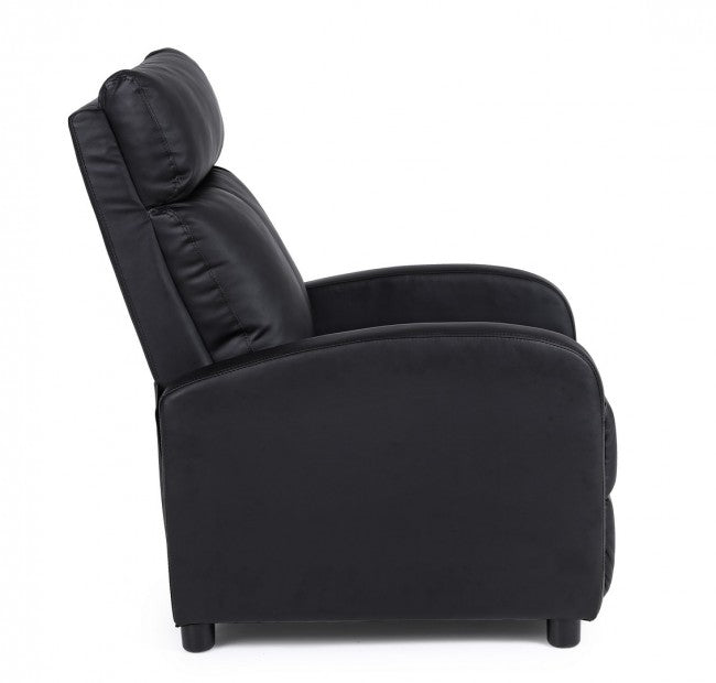 Fauteuil inclinable Desirè en simili cuir noir
