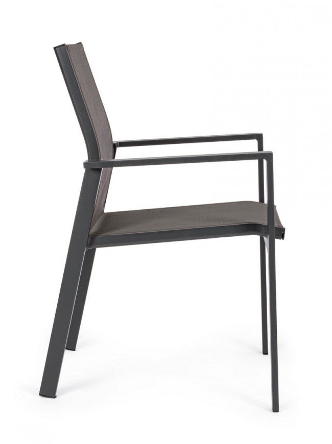 Chaise d'extérieur Crozet avec accoudoirs anthracite foncé