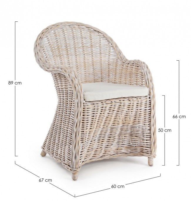 Fauteuil avec coussin neuf blanc en fibres naturelles