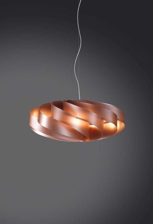 Lustre suspension plate 3 lumières cuivre 70x70xh.34 cm