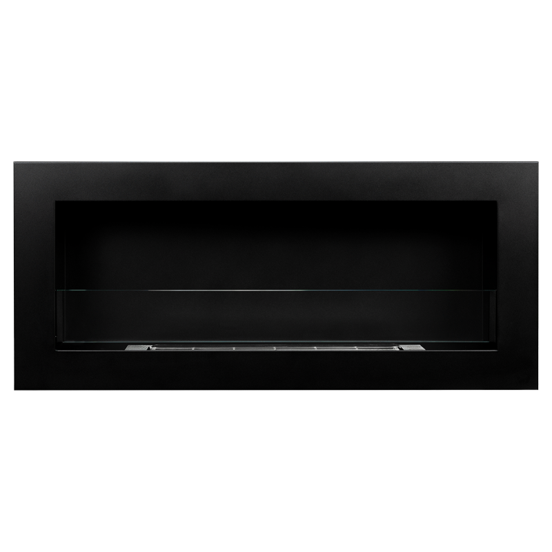 Cheminée bioéthanol murale ou encastrable Livorno Nero L 90 x P 12 x H 40 avec vitre