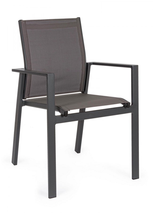 Chaise d'extérieur Crozet avec accoudoirs anthracite foncé