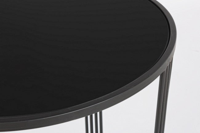 Lot de 2 tables basses en métal style design doré et noir