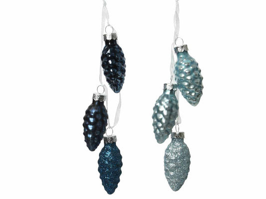 Décoration de sapin de Noël en verre, pomme de pin, 2,5 cm, couleurs assorties