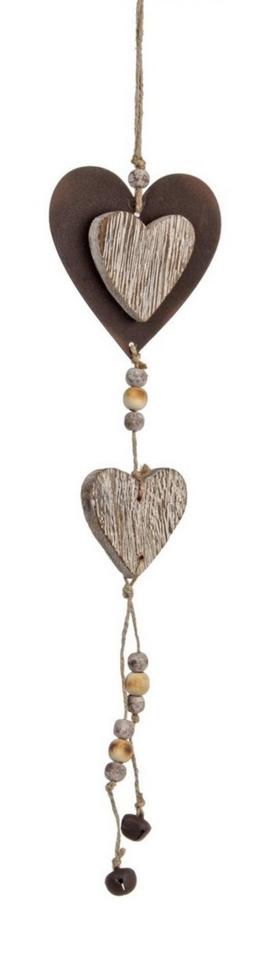 12x Pendentif Country Double Coeur Rouillé