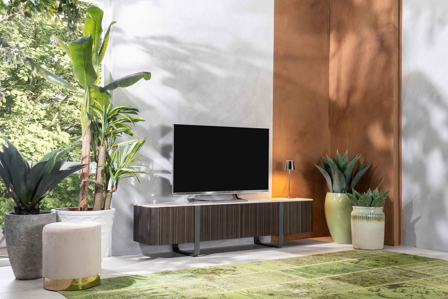 Meuble TV doré-ébène 40 cm x 180 cm H. 45 cm