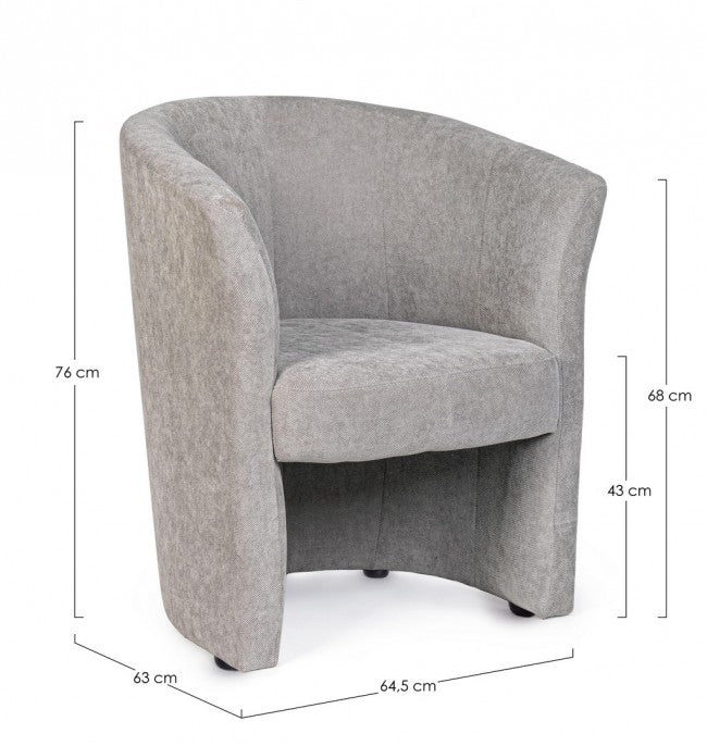 Fauteuil en bois et tissu gris clair BELIZE 64,5x63x h76 cm