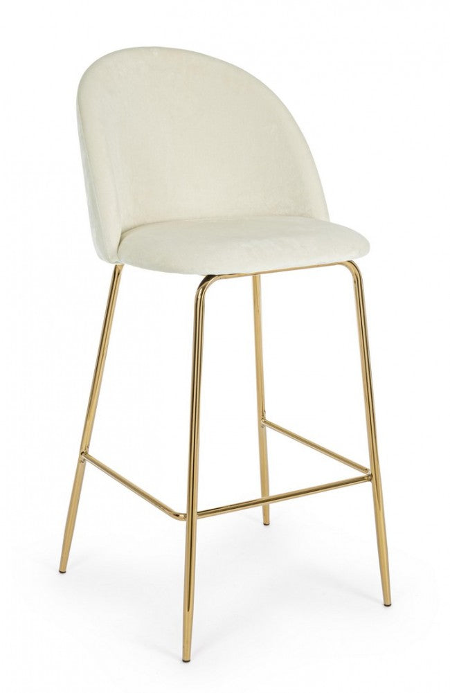 2x Tabouret de bar en velours style ambiance blanche