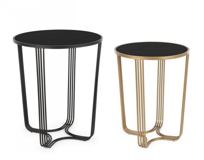 Lot de 2 tables basses en métal style design doré et noir