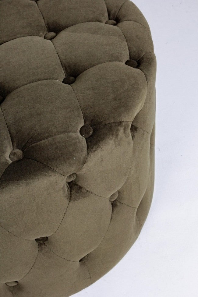 Pouf vintage en velours vert 60 x 42 h cm