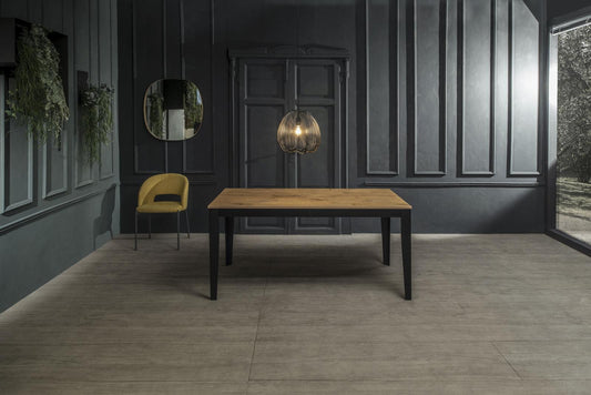 Table extensible chêne noir 80 cm x 130- 290 cm H. 76 cm