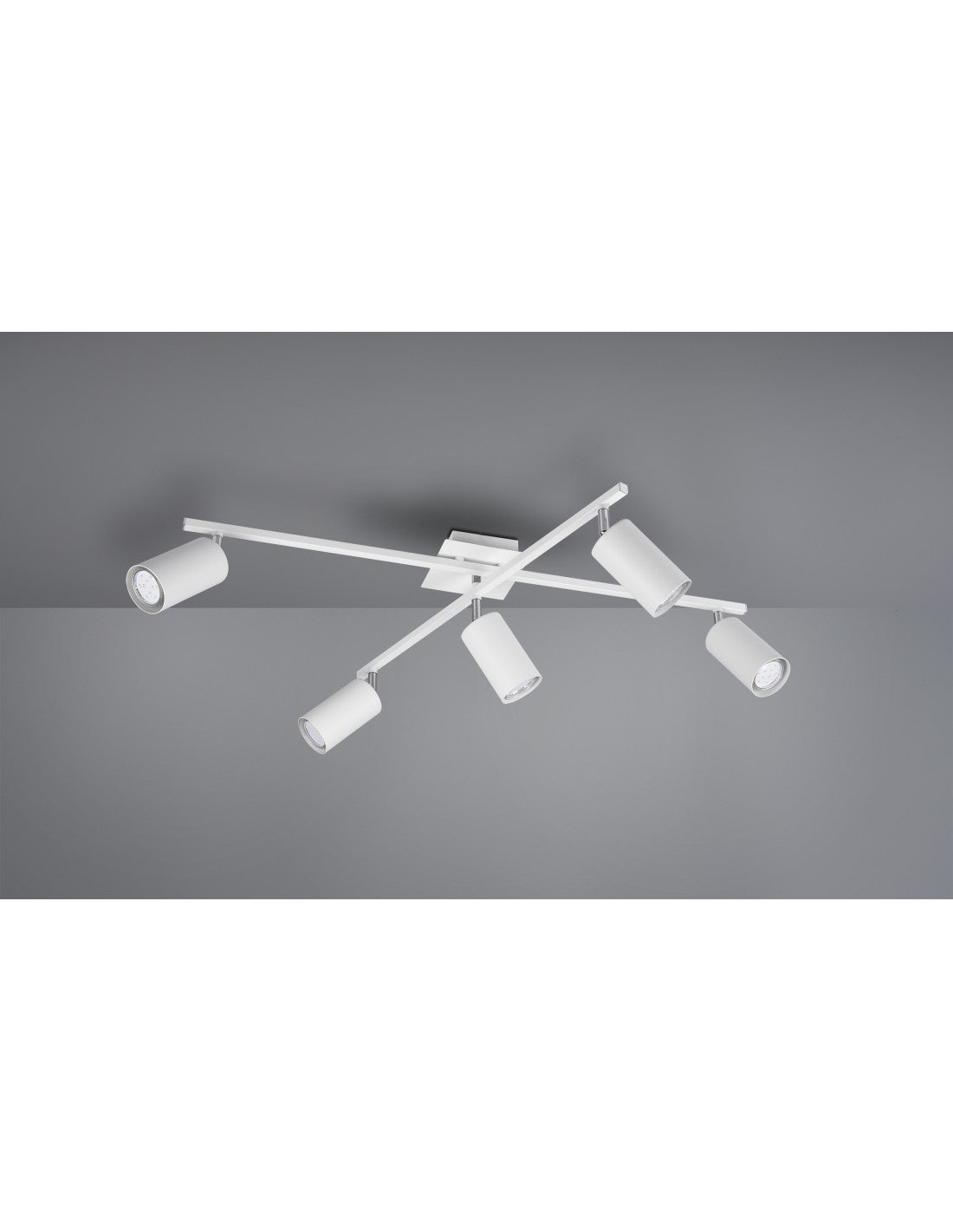Plafonnier 5 Spots Cylindre Spot Orientables Marley Blanc Trio Lighting