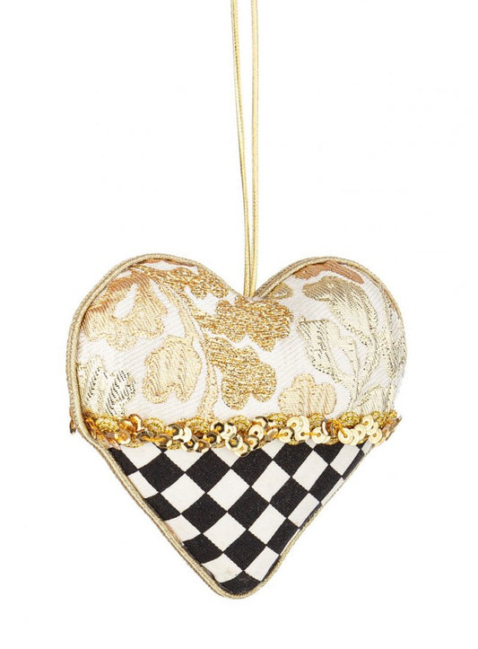 12x pendentif coeur à carreaux doré