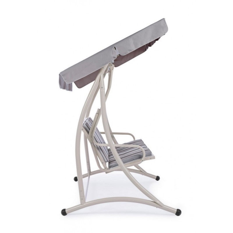 Balançoire trois places en acier Ivoire GRELY 190x120x h185 cm