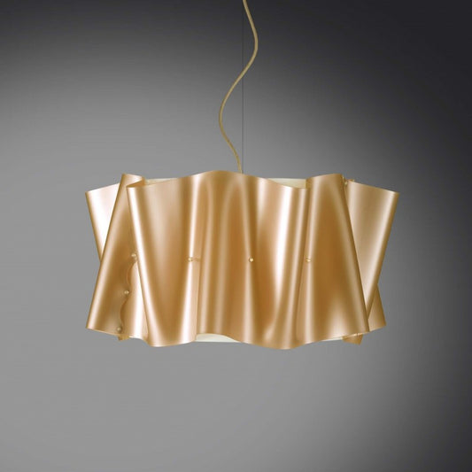 Lustre suspension FOLIO, abat-jour doré, diamètre 60x h37 cm