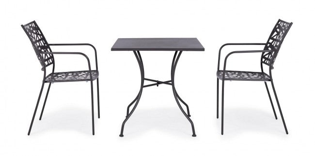 Table Kelsie en acier anthracite 70x70 cm