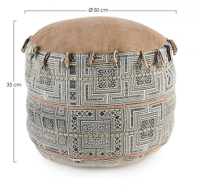 Pouf en coton style ethnique TILAK Desert diamètre 50x h35 cm