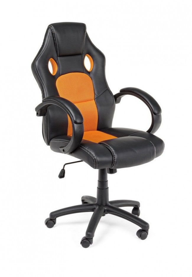 Fauteuil de bureau avec bracelets Racing noir-orange en simili cuir