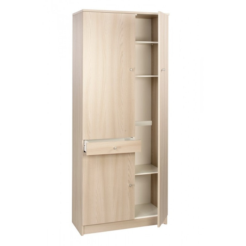 Armoire polyvalente avec trois portes et un tiroir en Light Olmo 77x34x h183 cm