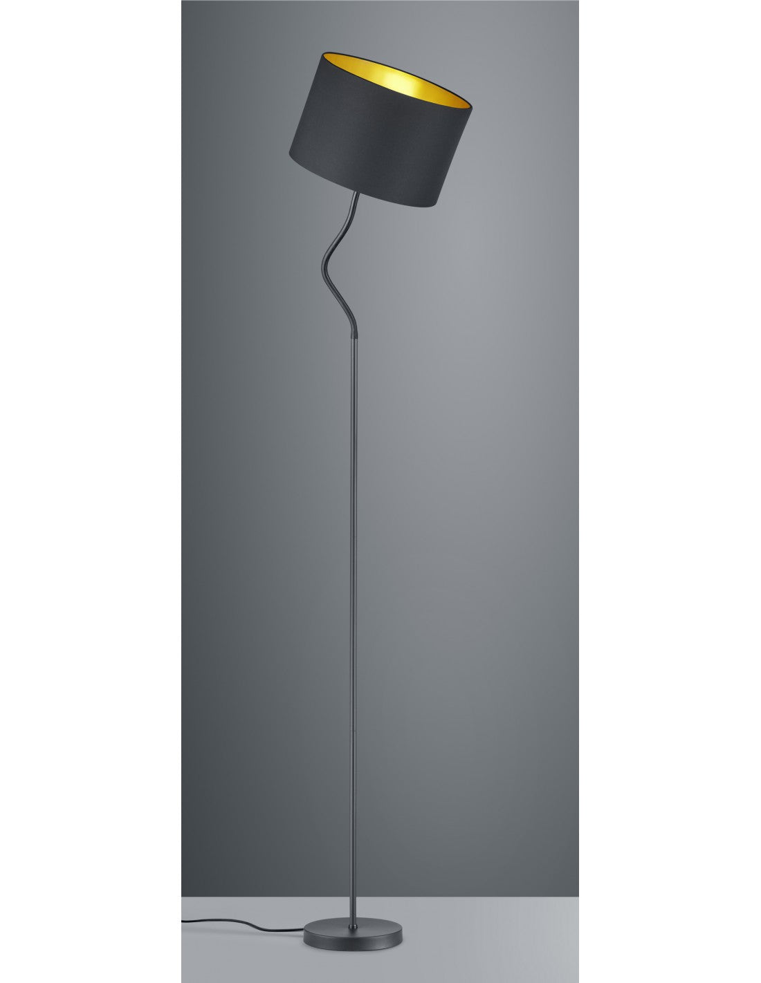 Lampadaire Hostel Abat-jour orientable en métal noir-doré H156 cm Trio Lighting