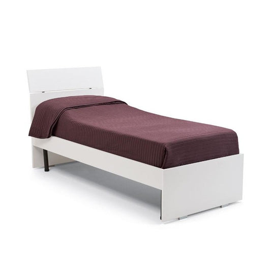 Lit queen size en frêne blanc pour chambre 200x131xH 98 cm