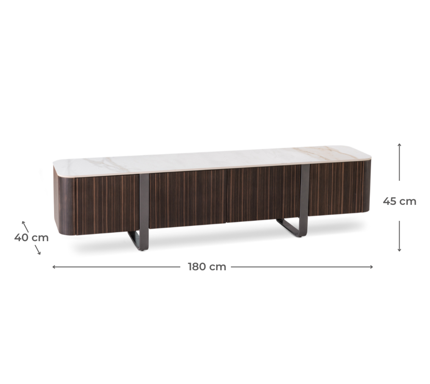 Meuble TV doré-ébène 40 cm x 180 cm H. 45 cm