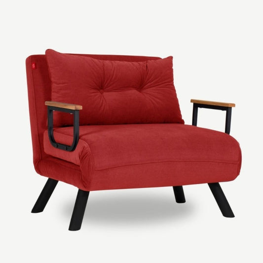 Fauteuil lit pliant Sando en tissu rouge 60x78xh.78 cm