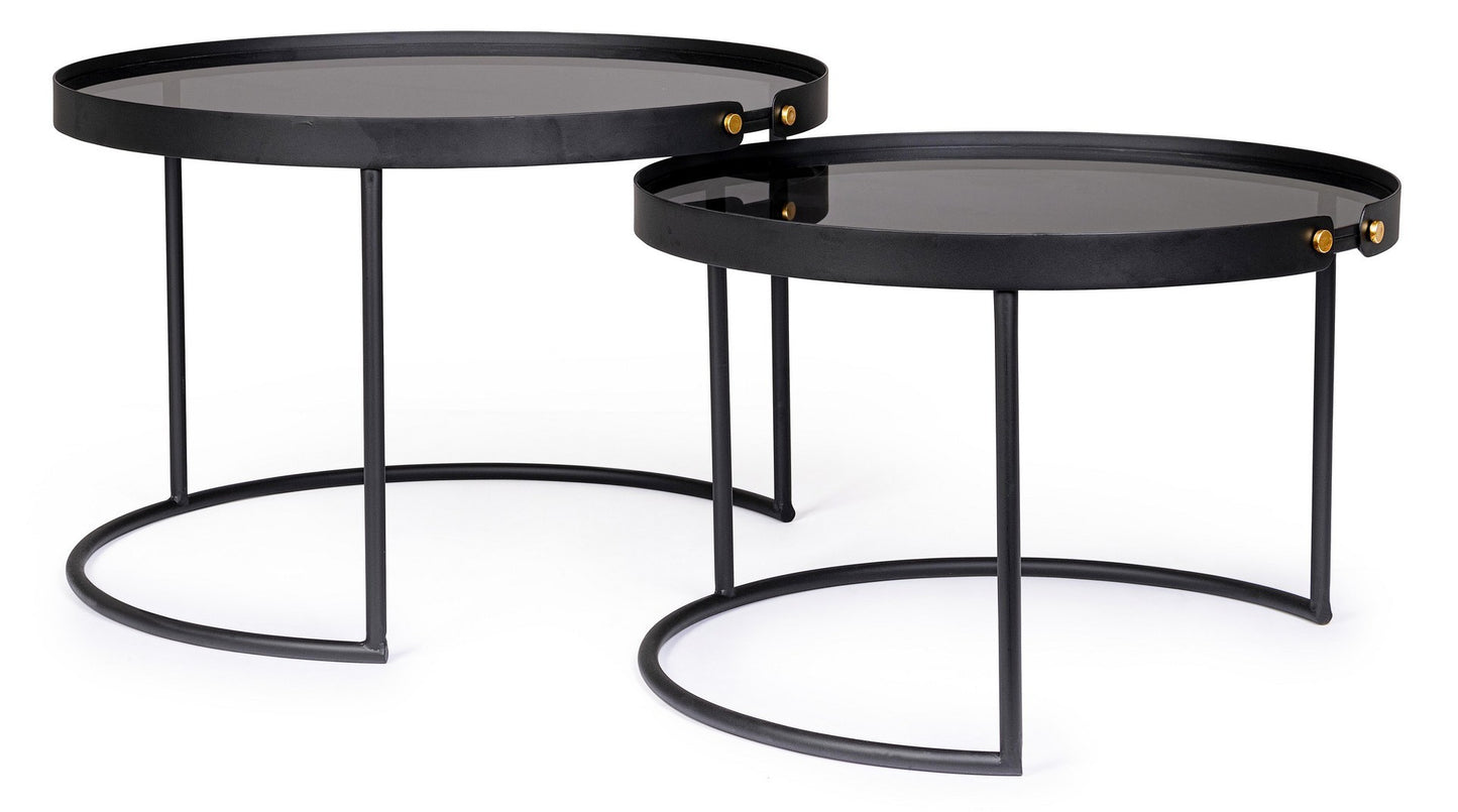 Lot de 2 tables basses modernes Zeina noires