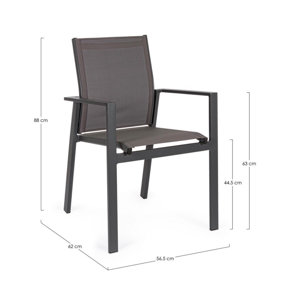 Chaise d'extérieur Crozet avec accoudoirs anthracite foncé