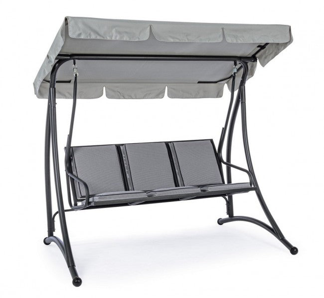 Balançoire trois places en acier Anthracite GRELY 190x120x h185 cm